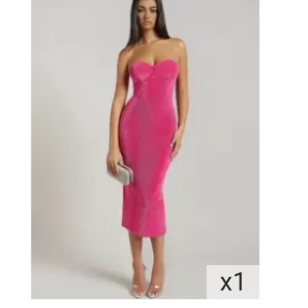 SHEIN BAE Split Hem Glitter Tube Dress